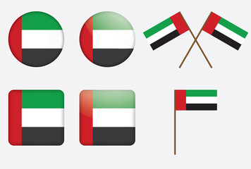 set of badges with the United Arab Emirates flag