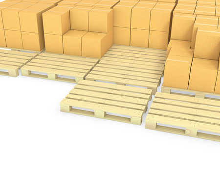 Stacks of cardboard boxes on a pallets