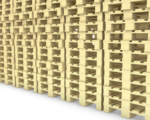 Large group of wooden pallets