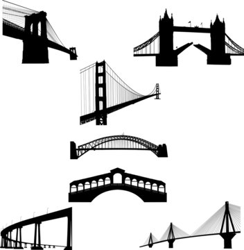 The most famous bridges of the world silhouette