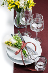 Festive table setting in brown