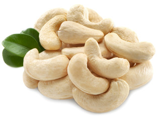 Cashew nuts isolated on white