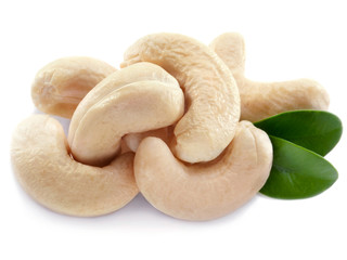 Cashew nuts isolated on white background