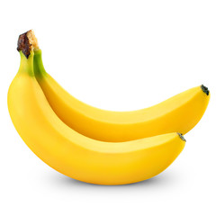 Two bananas isolated on white background