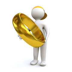 3D Man with golden ring