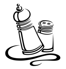 Salz, Pfeffer, Salzstreuer, Pfefferstreuer, vector, schwarz