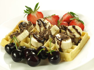 Waffle with fruits