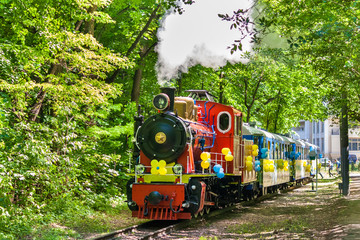 Steam locomotive on Kiev Children's Railway, Ukraine
