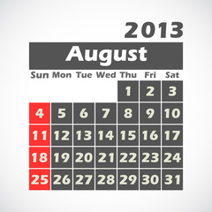 calendar 2013.August