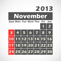 calendar 2013.November