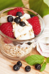 Yogurt with berry fruits and granola