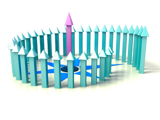 Blue dotted arrows in a spiral on the mirror surface №2