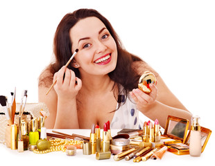 Fototapeta premium Girl applying makeup.
