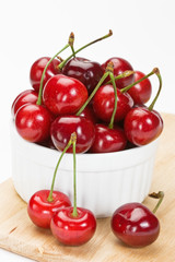 Sweet cherry in white bowl