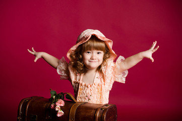 Little girl waving hands