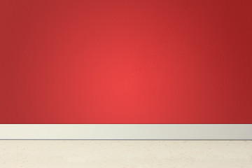 Empty room with red wall and linoleum