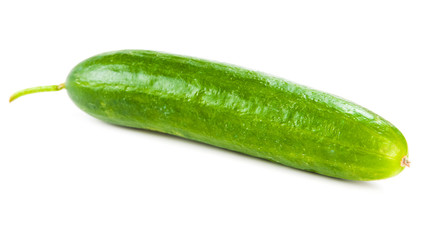 Healthy food. The green cucumber isolated on white background