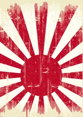 Stickers pour porte Poster vintage Drapeau du Japon grunge