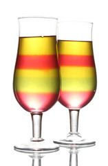 fruit jelly in glasses isolated on white