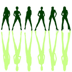 six girl posing silhouette
