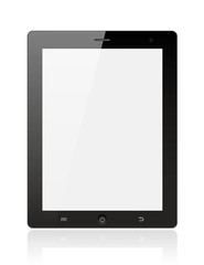 Black digital tablet pc on white background