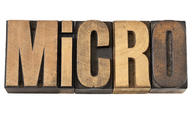 micro  word in wood type