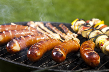 Closeup of meat on grill