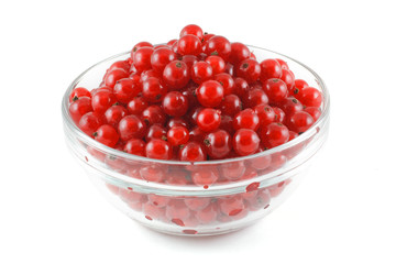 Red currants in a glass bowl