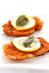 Breaded chicken schnitzel