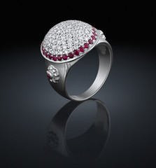 Silver ring with diamonds © dimj