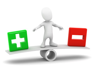 3d Little man balances plus and minus