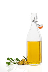 Olive oil isolated on white.