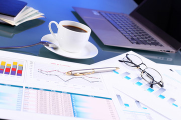 Business papers on the work place