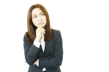 悩んでいるオフィスレディー