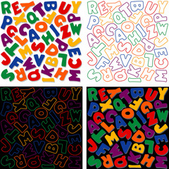 Alphabet Background Design Patterns, Multicolor