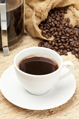 Black Coffee with coffee beans