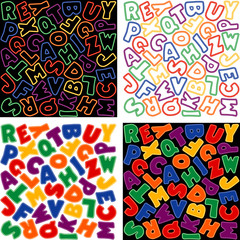 Neon Alphabet Background Design Patterns, Multicolor