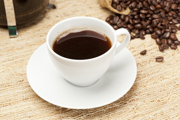Black Coffee with coffee beans