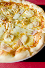 Pizza with  ham and cheese