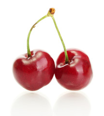 Ripe cherry berries isolated on white