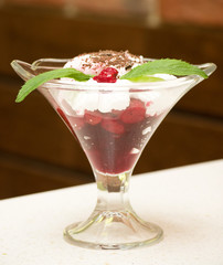 Delicious bowl of cherry ice cream