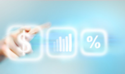 Human's hand pushing the button. Choice concept