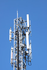 Communication tower on blue sky