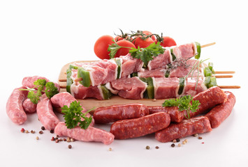 assortment of raw meats