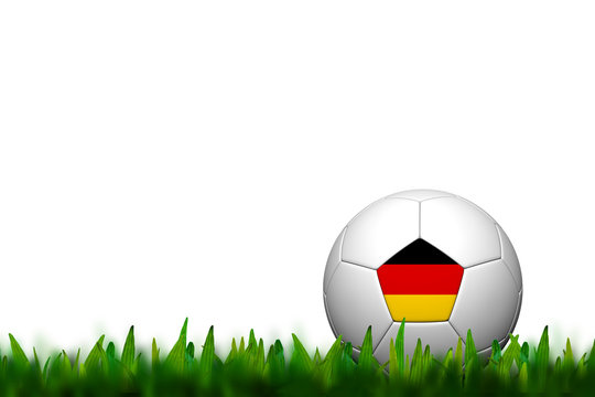 3D Soccer balll Germany Flag Patter on green grass over white ba