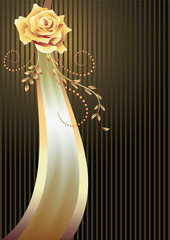 Elegant  ribbon and golden rose