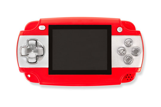 Red gamepad isolated on white