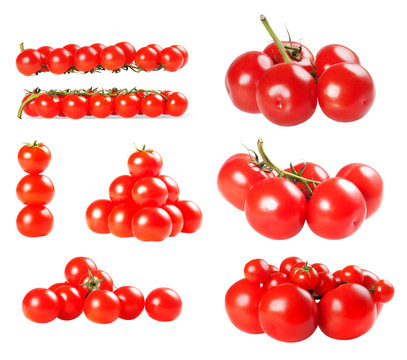Tomatoes collection isolated on a white background