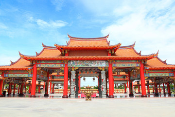 The big entry of China temple in Bangkok of Thailand