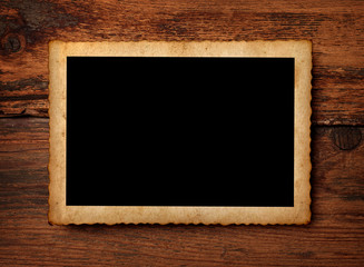 old photo postcard on wood